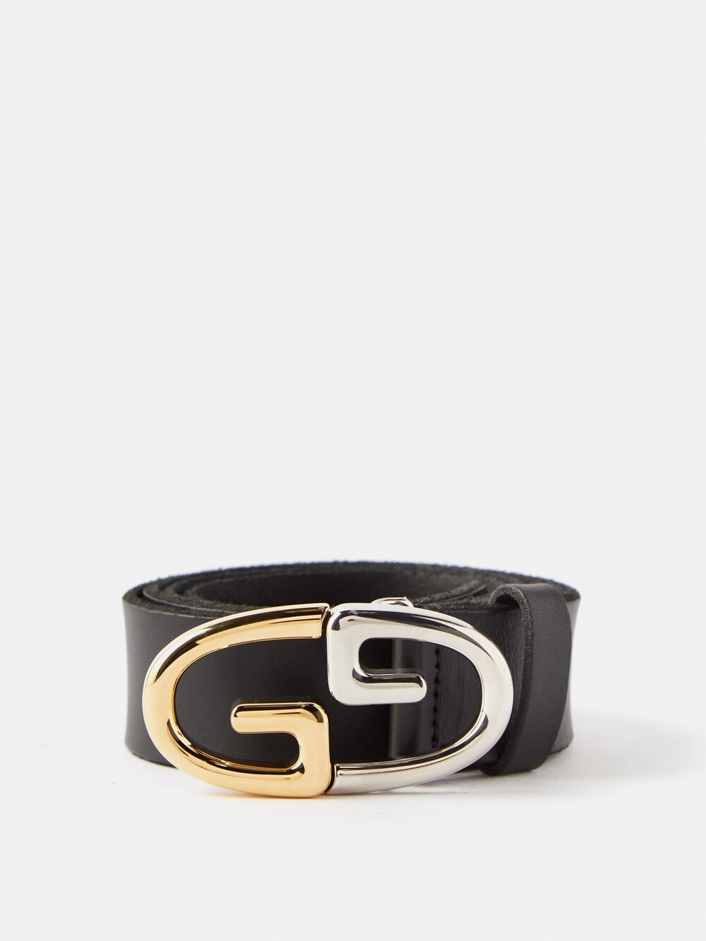 

Двухцветный кожаный ремень с пряжкой gg Gucci, черный