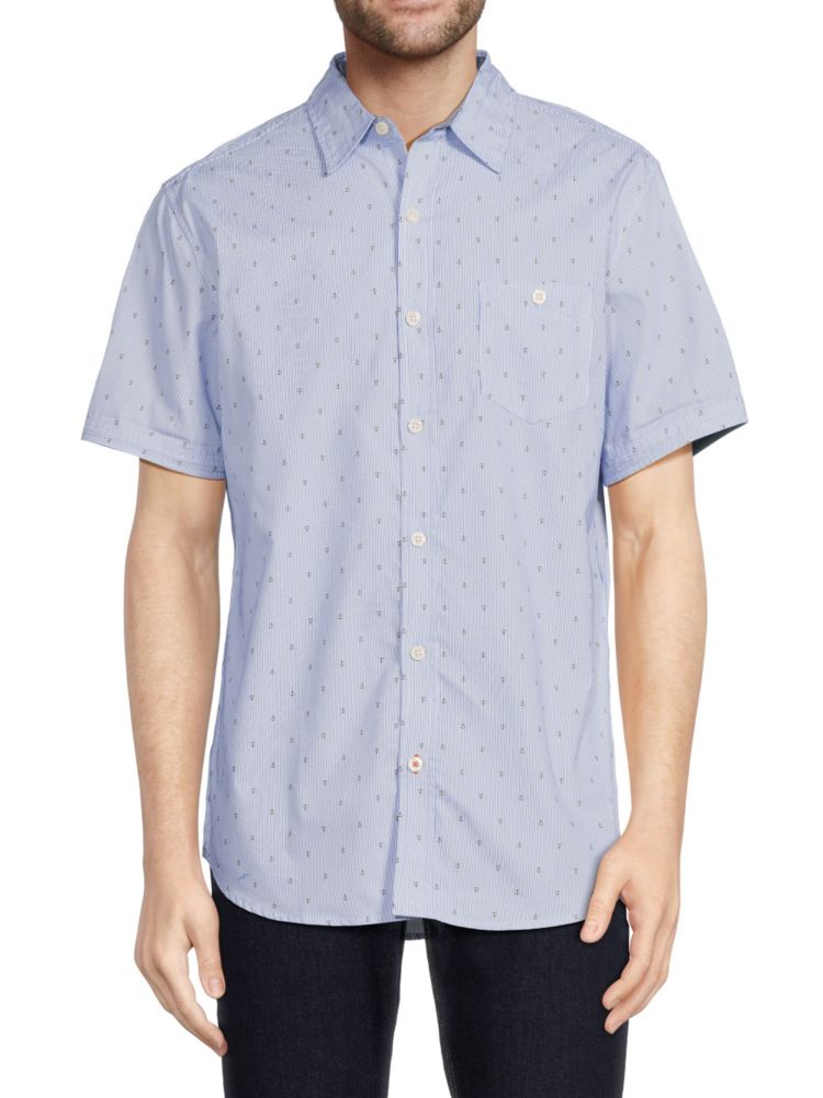 Рубашка на пуговицах с короткими рукавами и цитрусовыми Weatherproof Vintage, цвет Navy Peony