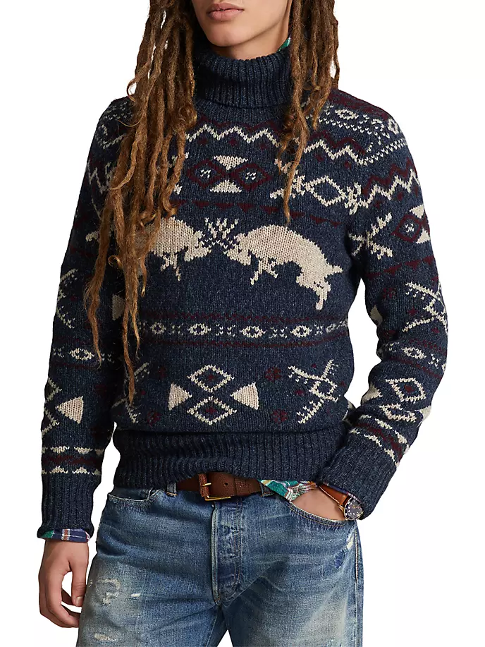 

Свитер с высоким воротником в цвете Deer Polo Ralph Lauren, цвет navy combo