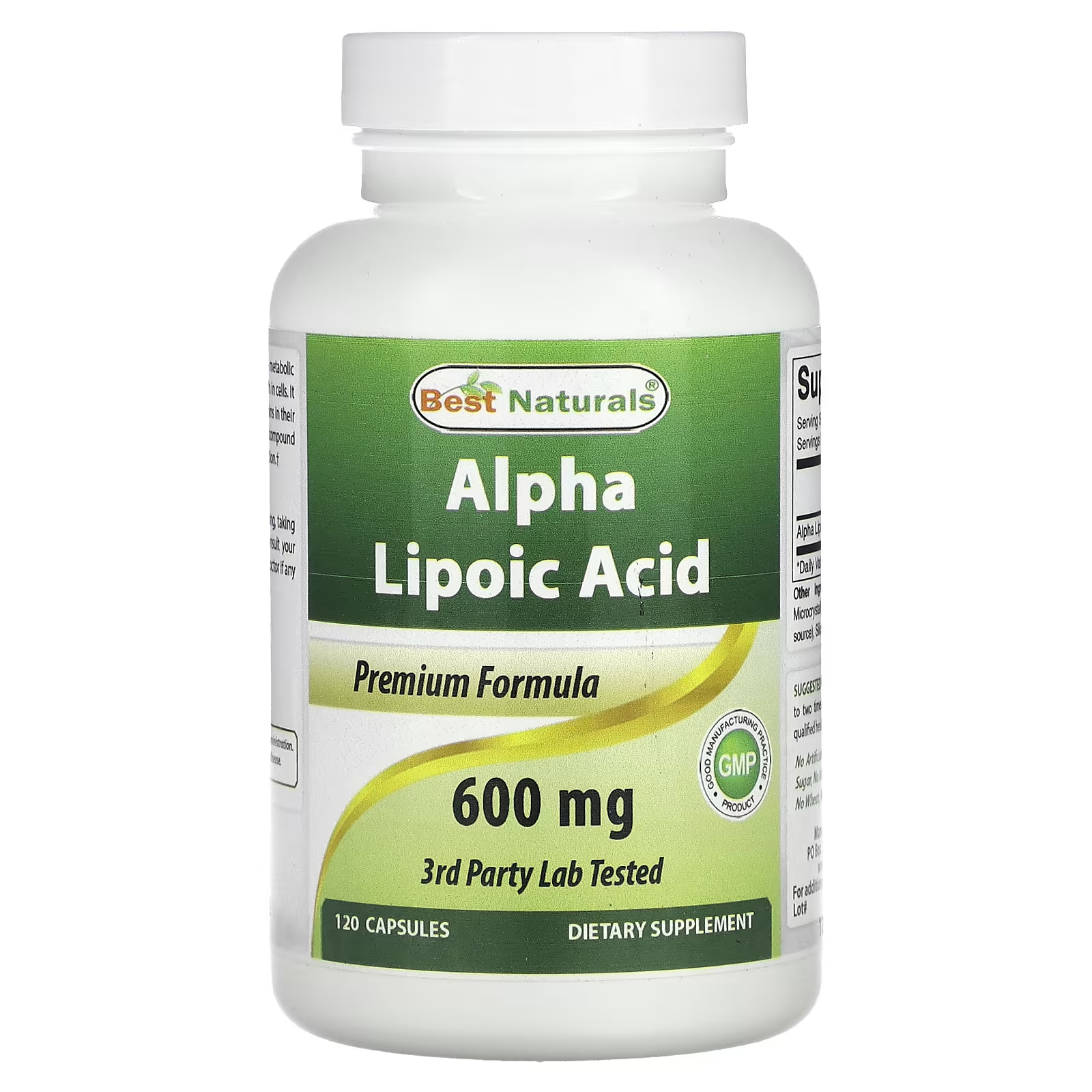 Альфа-липоевая кислота Best Naturals 600 мг, 120 капсул