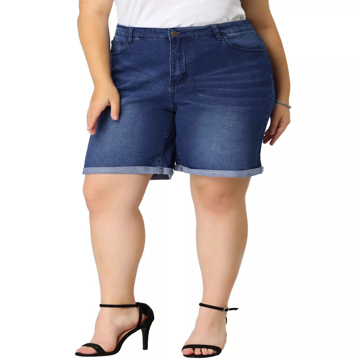 Женские джинсовые брюки больших размеров, джинсовые шорты с закатанным краем Agnes Orinda