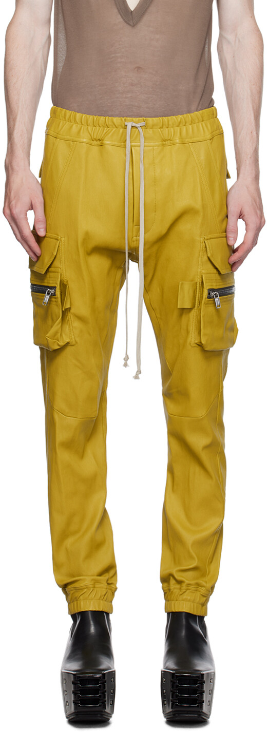 

Желтые кожаные брюки Rick Owens Mastodon, Желтый