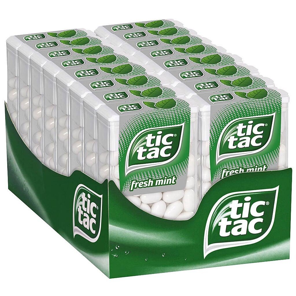 

Ferrero Tic Tac свежая мята, большая упаковка 100 г (16 упаковок по 49 г)