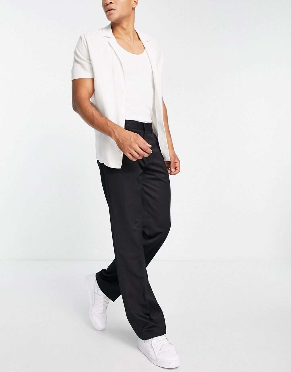 

Черные широкие брюки из хлопкового сатина Topman, Черный