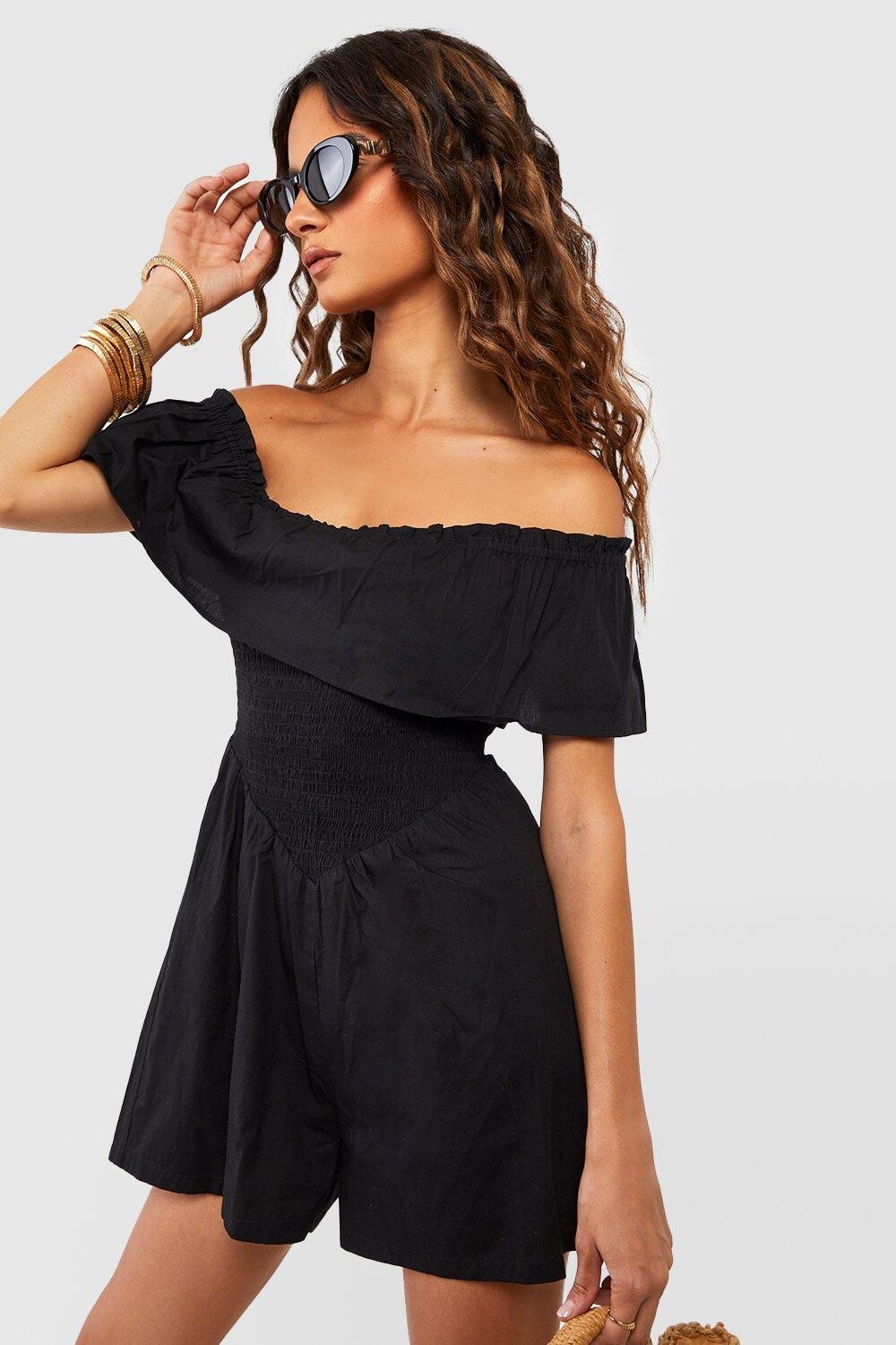 

Комбинезон из поплина с завязкой на спине Boohoo, черный