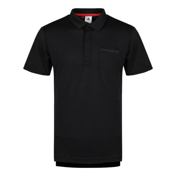 Футболка adidas Solid Color Athleisure Casual Sports Short Sleeve Polo Shirt Black, черный