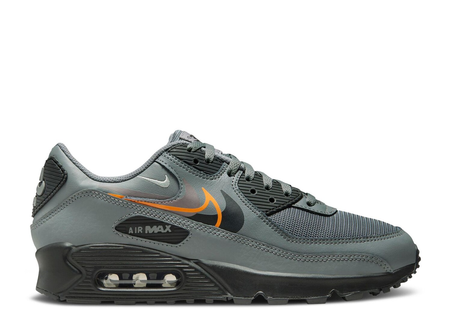 

Кроссовки Nike Air Max 90 'Multi Swoosh - Smoke Grey Mandarin', серый