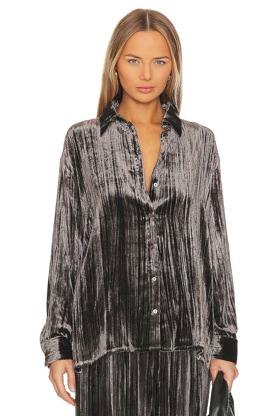

Рубашка Enza Costa Silk Textured Velvet, антрацит