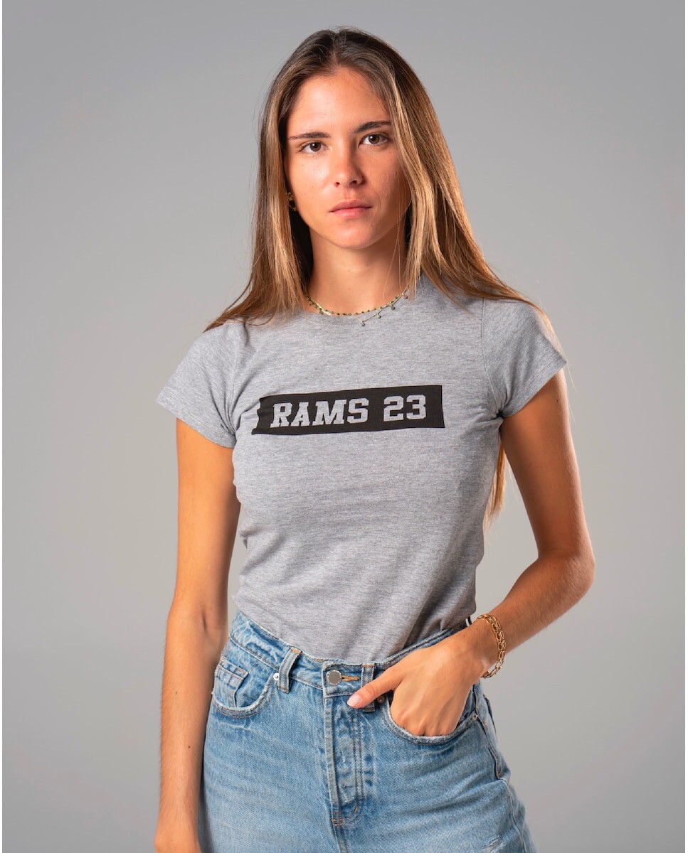 

Длинная женская футболка с прямоугольным принтом Rams 23, серый