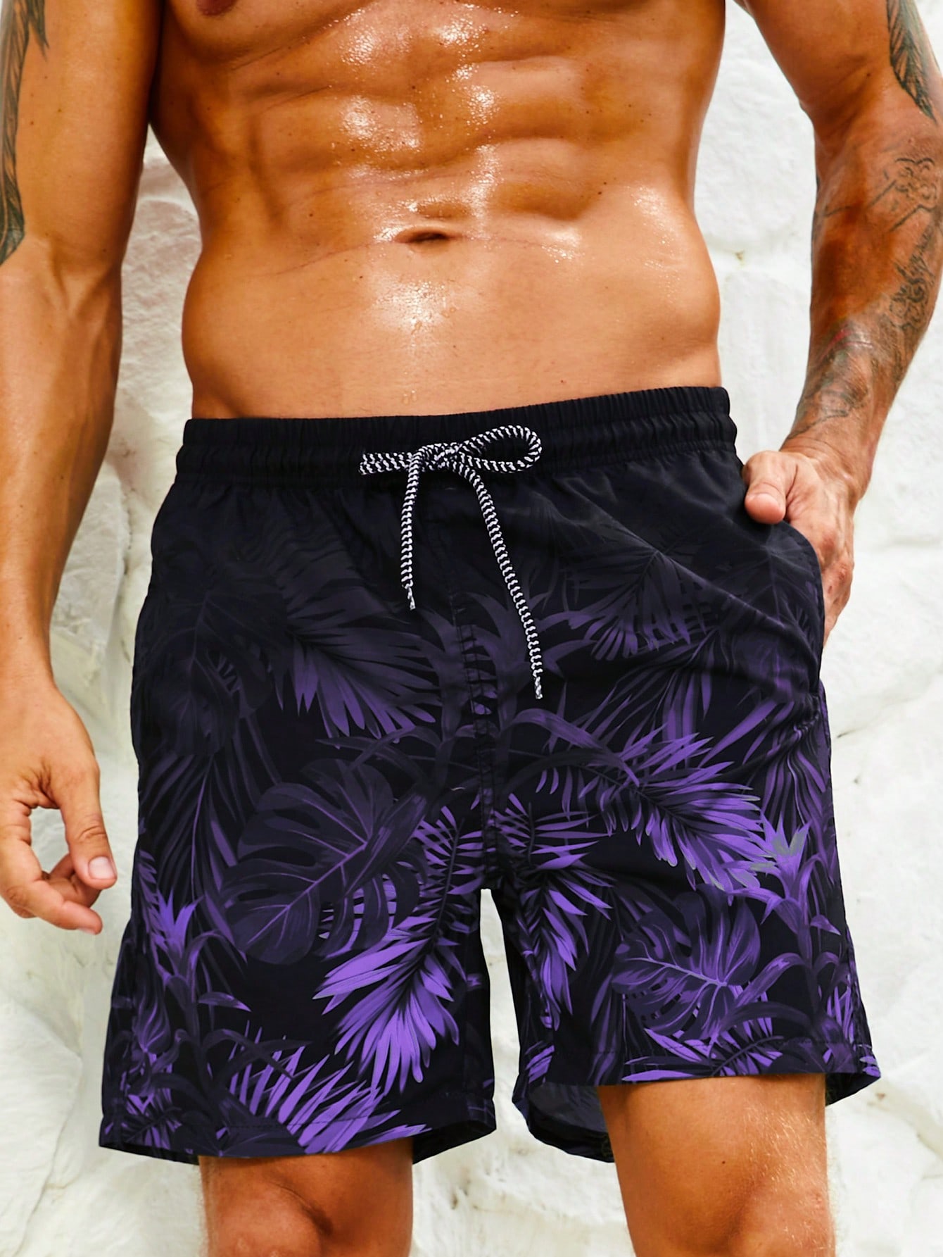 Мужские шорты Manfinity с принтом тропических растений для пляжной одежды, многоцветный
