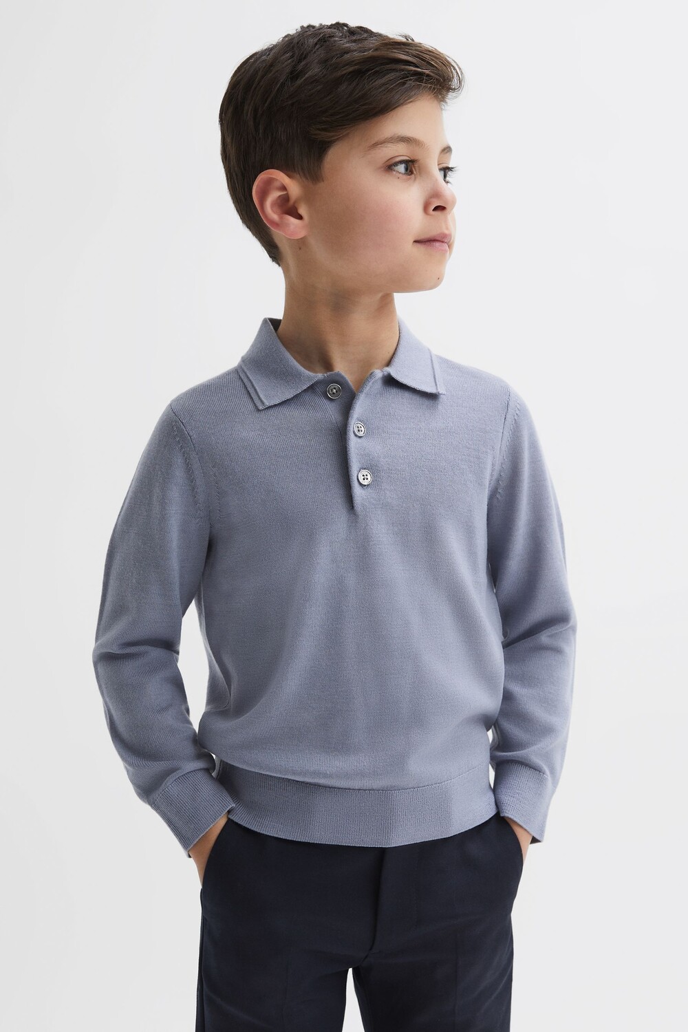 

Рубашка-поло Trafford из шерсти мериноса Reiss, синий