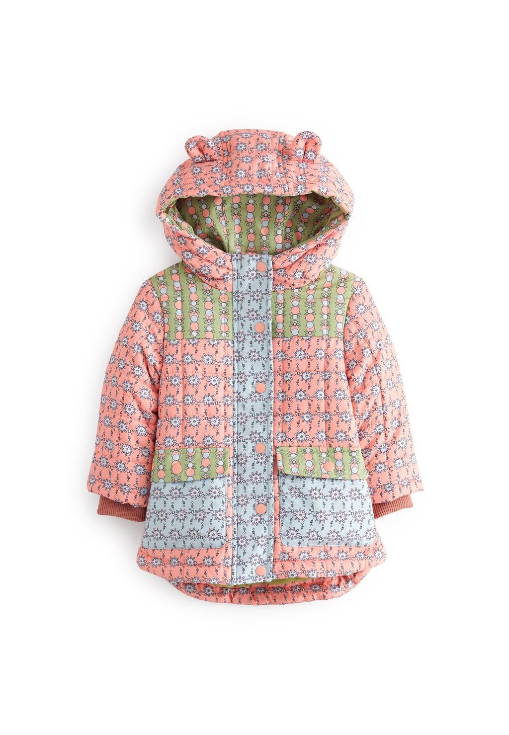 

Зимнее пальто MULTI SHOWER RESISTANT COLOURBLOCK GEO QUILTED Next, цвет pink