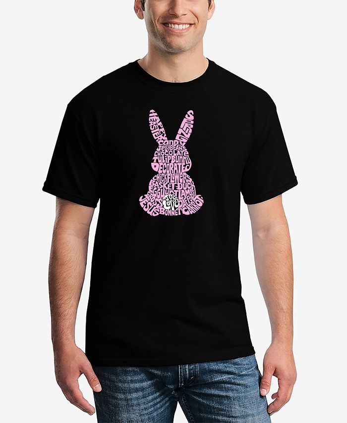 Мужская футболка с коротким рукавом с изображением пасхального кролика Word Art LA Pop Art, черный сумка милый кролик с фонариком белый