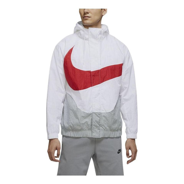 куртка nike big swoosh zipped beige бежевый Куртка Nike Large Swoosh Zipped Jackey 'White Red', белый