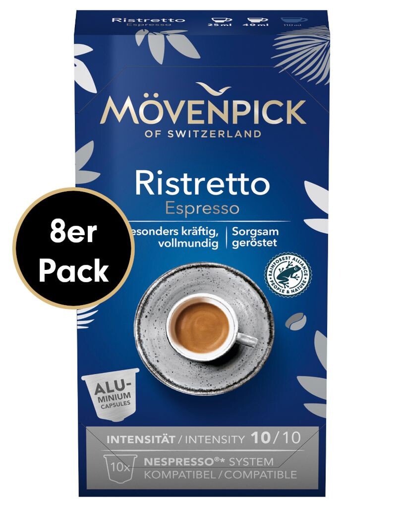 

Кофейные капсулы RISTRETTO ESPRESSO в алюминиевых капсулах от Mövenpick, 8х10 штук