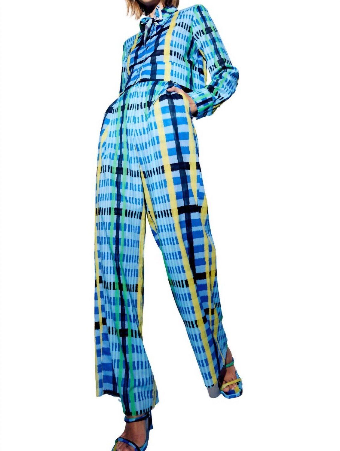 

Широкие брюки в клетку тартан Panca Charra Azul De Loreta