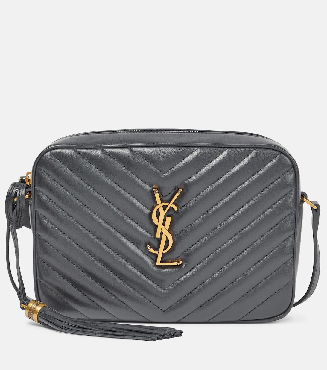 

Кожаная сумка через плечо Lou Camera Saint Laurent, серый