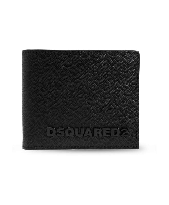 

Кожаный кошелек с логотипом Dsquared2, черный