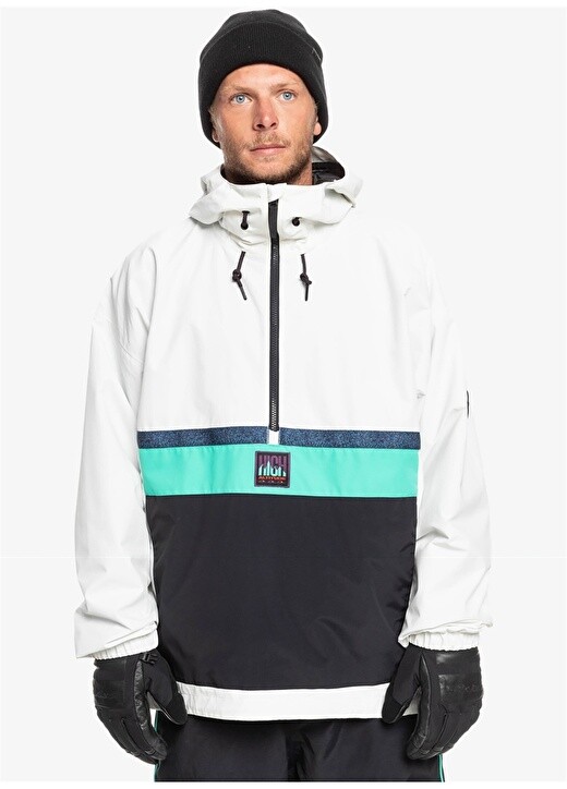 

Белая мужская лыжная куртка с капюшоном Quiksilver, Белый