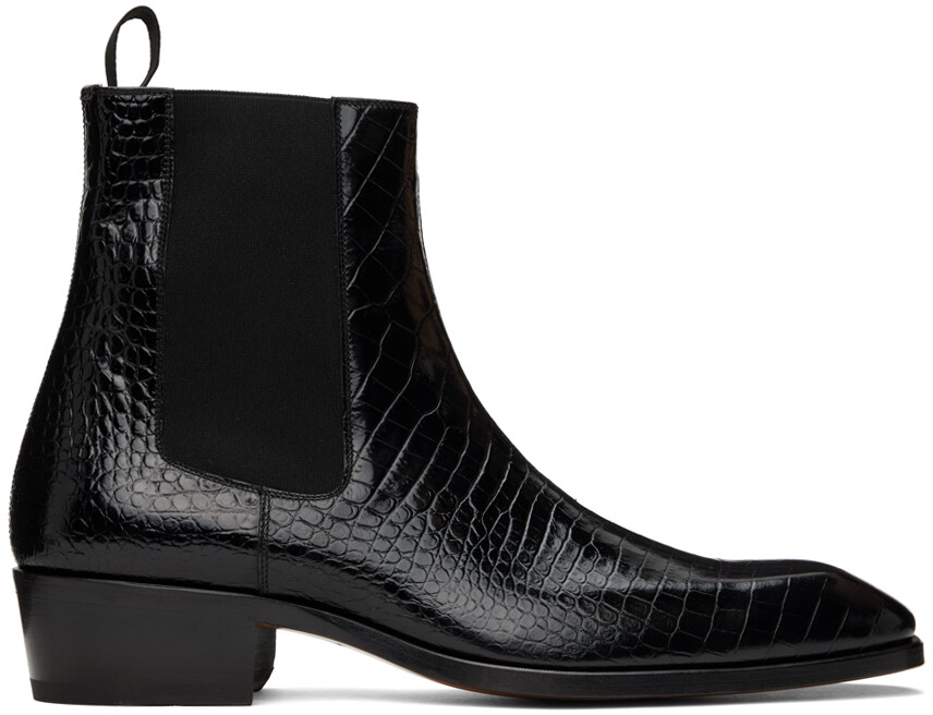 

Черные ботинки челси Bailey с крокодиловым принтом Tom Ford