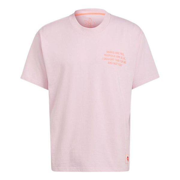 Футболка Adidas originals Alphabet Printing Round Neck Pullover Short Sleeve Pink T-Shirt, розовый