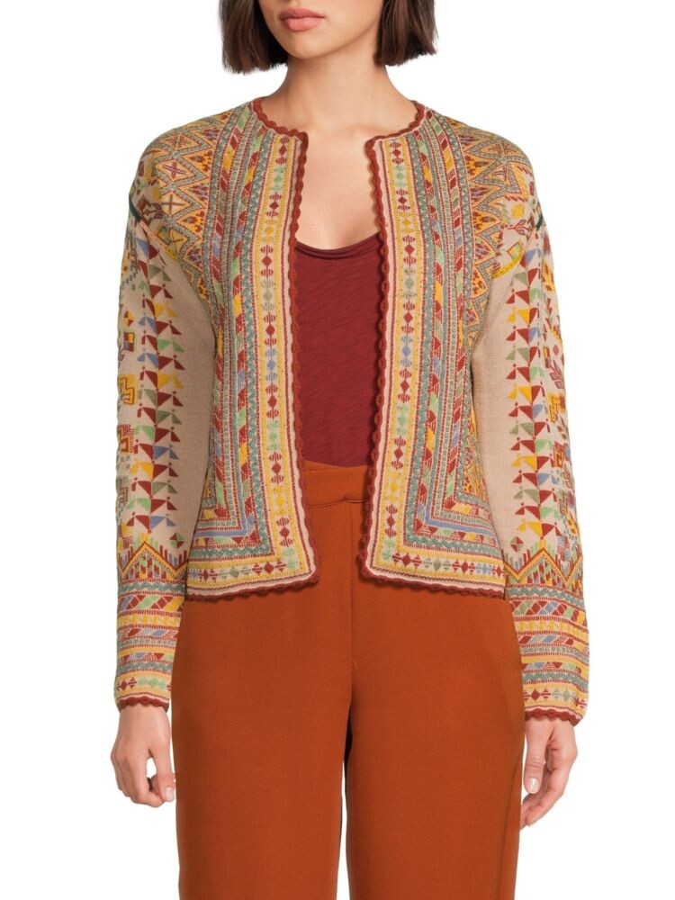 

Кардиган из смесовой шерсти с узором Camelia Etro, бежевый