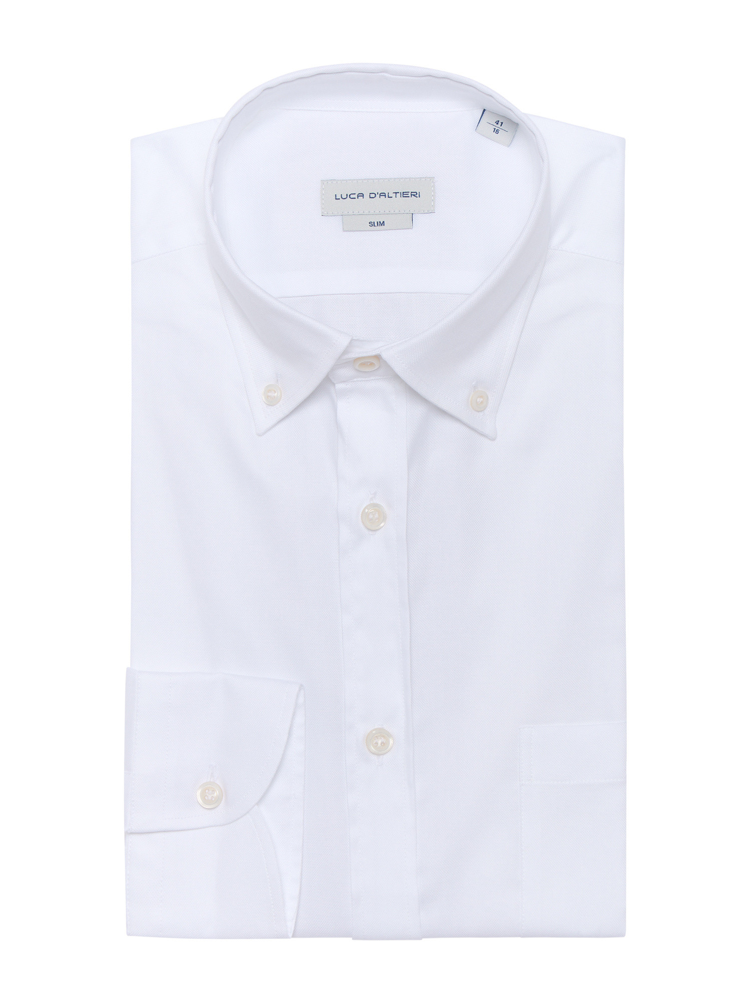 Luca D'Altieri повседневная рубашка приталенного кроя из оксфорда из чистого хлопка, белый рубашка стандартного кроя из чистого хлопка luca d altieri голубой