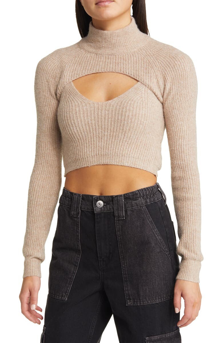 

Укороченный свитер с воротником-стойкой и вырезом BDG URBAN OUTFITTERS