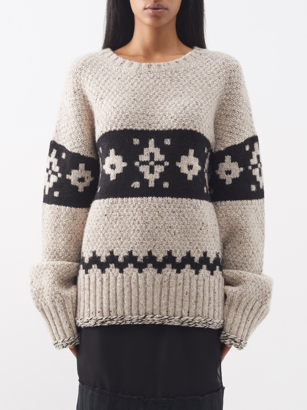 

Кашемировый свитер оверсайз tabi fair isle Khaite, бежевый