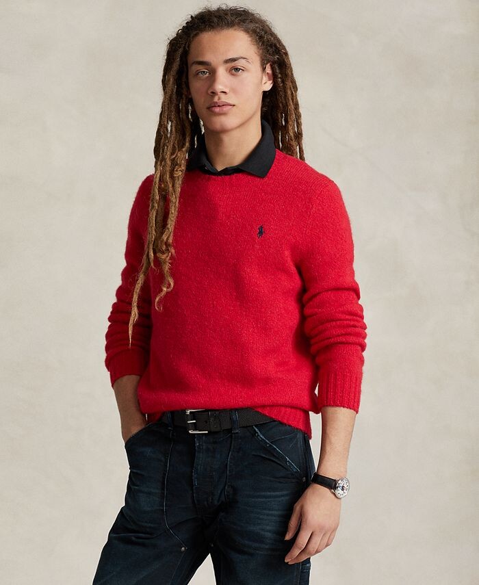 

Мужской пушистый свитер из смесовой шерсти Polo Ralph Lauren, красный