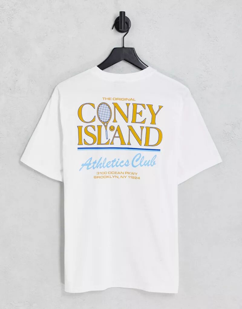 Белая футболка Coney Island Picnic Athletics Club с принтом на груди и спине