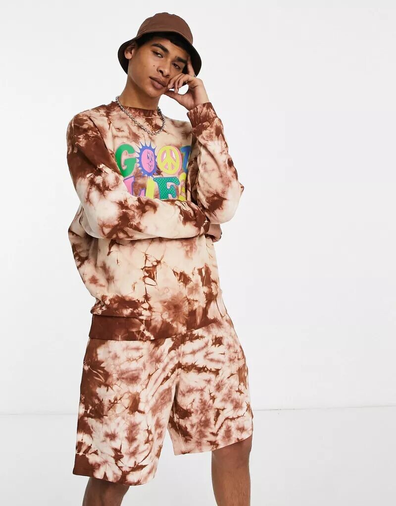 

Коричневые шорты оверсайз из джерси ASOS