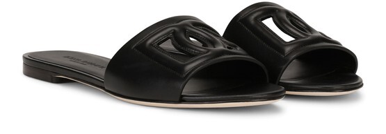 

Ползунки из телячьей кожи с логотипом Dolce & Gabbana, черный