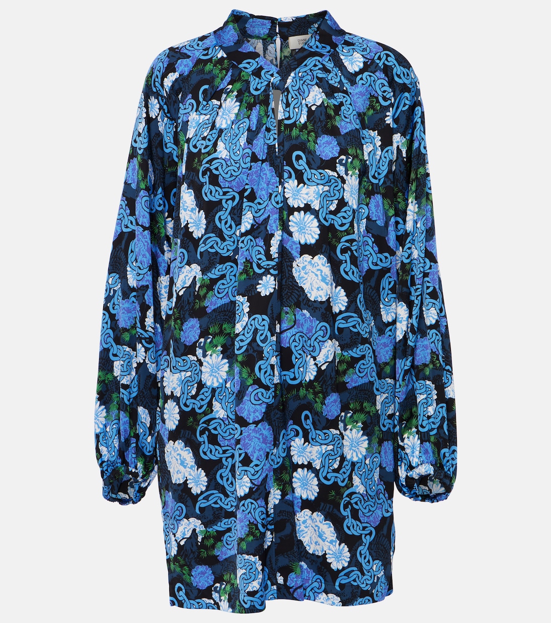 Атласное мини-платье silka с принтом Diane Von Furstenberg, синий