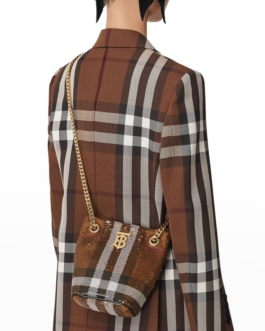 

Сумка-мешок Lola в клетку с пайетками и цепочкой Burberry