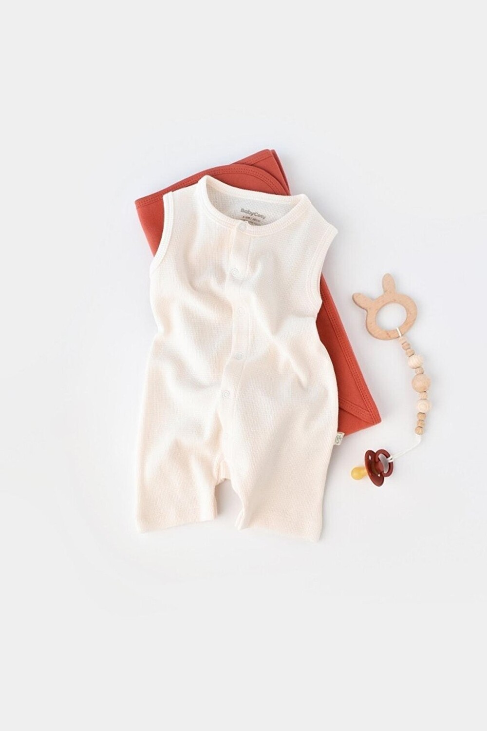 

Органический комбинезон с вафельными бретелями csyw1008 BabyCosy Organic Wear