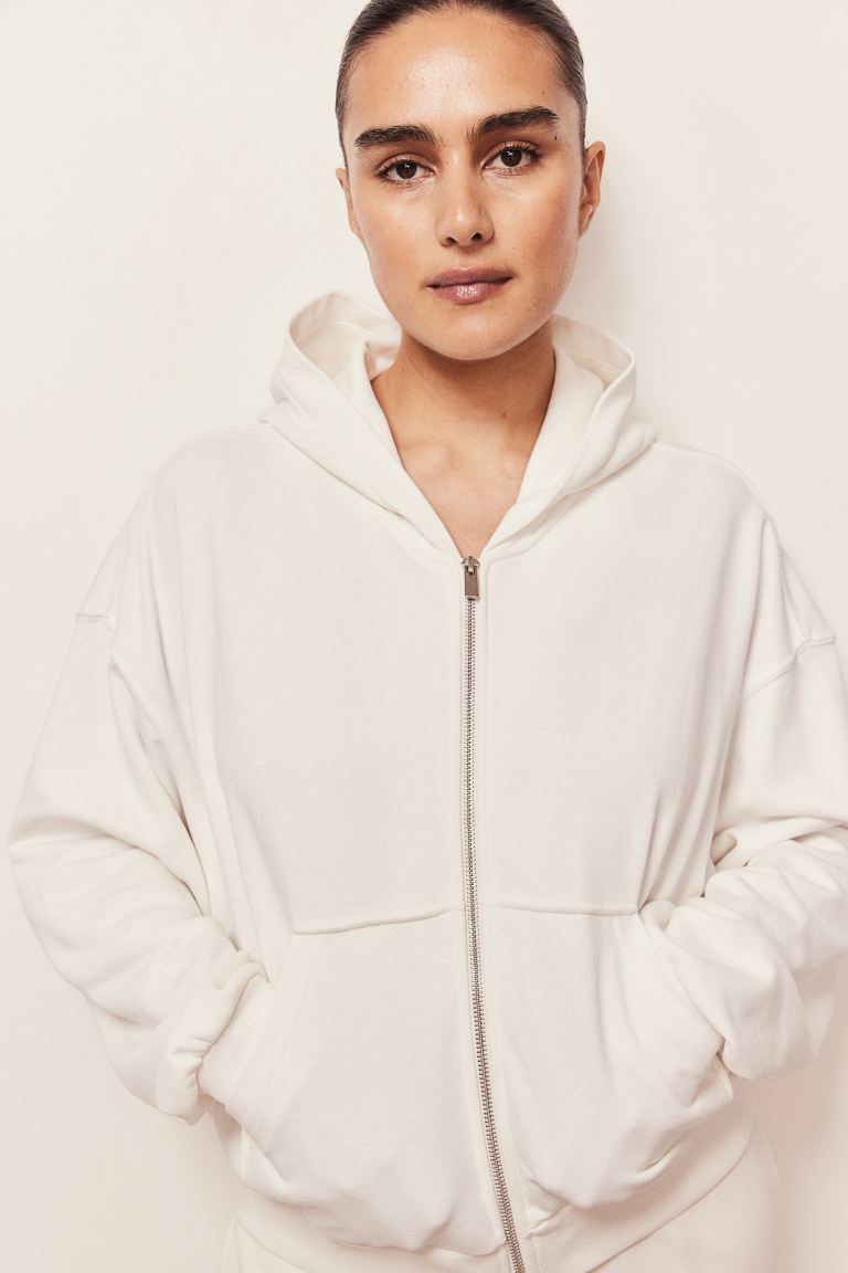 Куртка-Худи оверсайз H&M, белый куртка худи оверсайз h