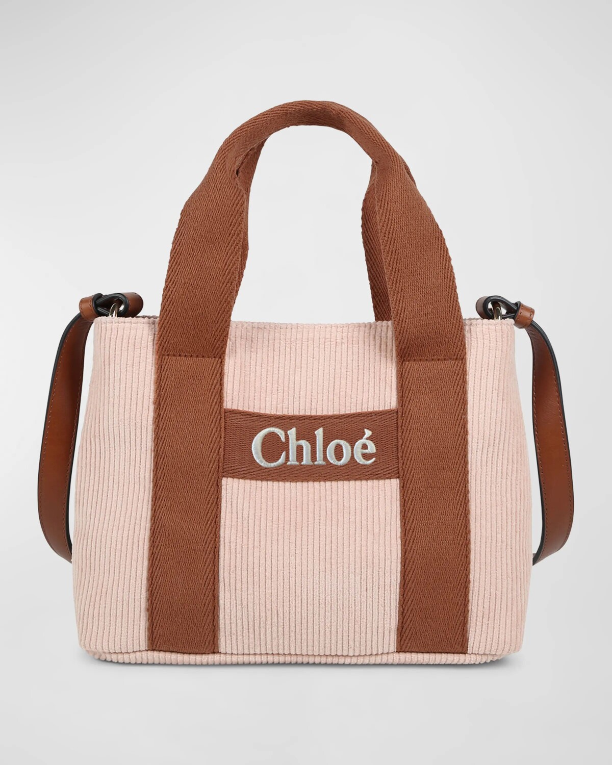 

Вельветовая сумка с логотипом для девочек и верхней ручкой Chloe, розовый