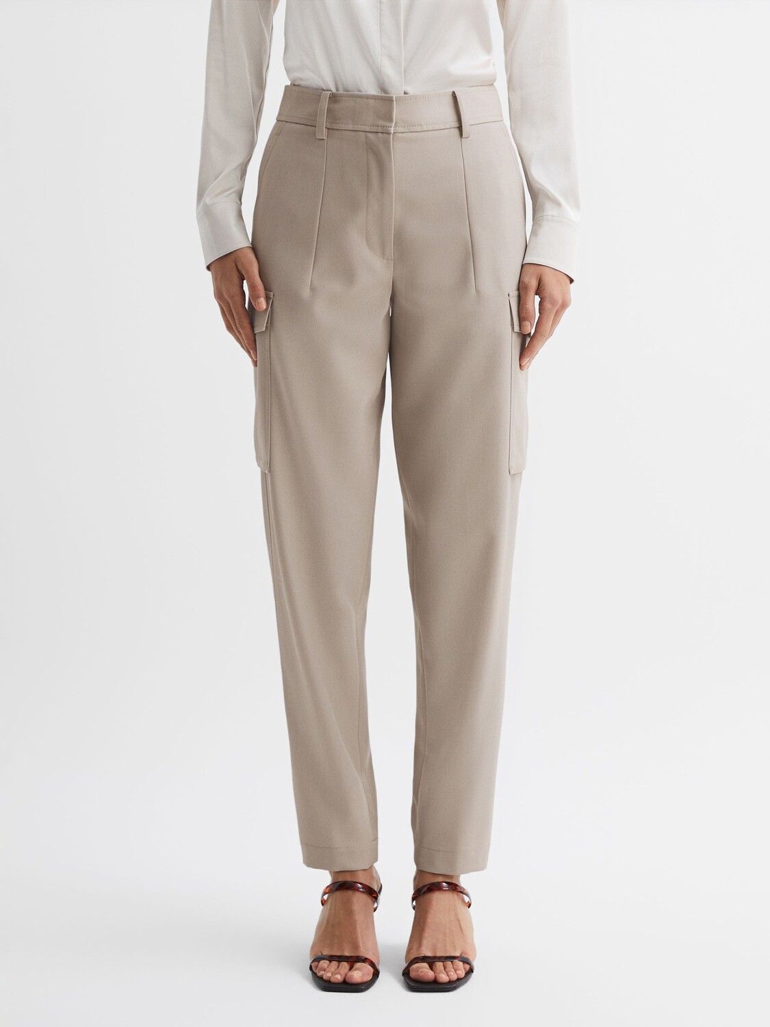 

Брюки карго Petite фиолетового цвета из смесовой шерсти Reiss, нейтральный, Фиолетовый