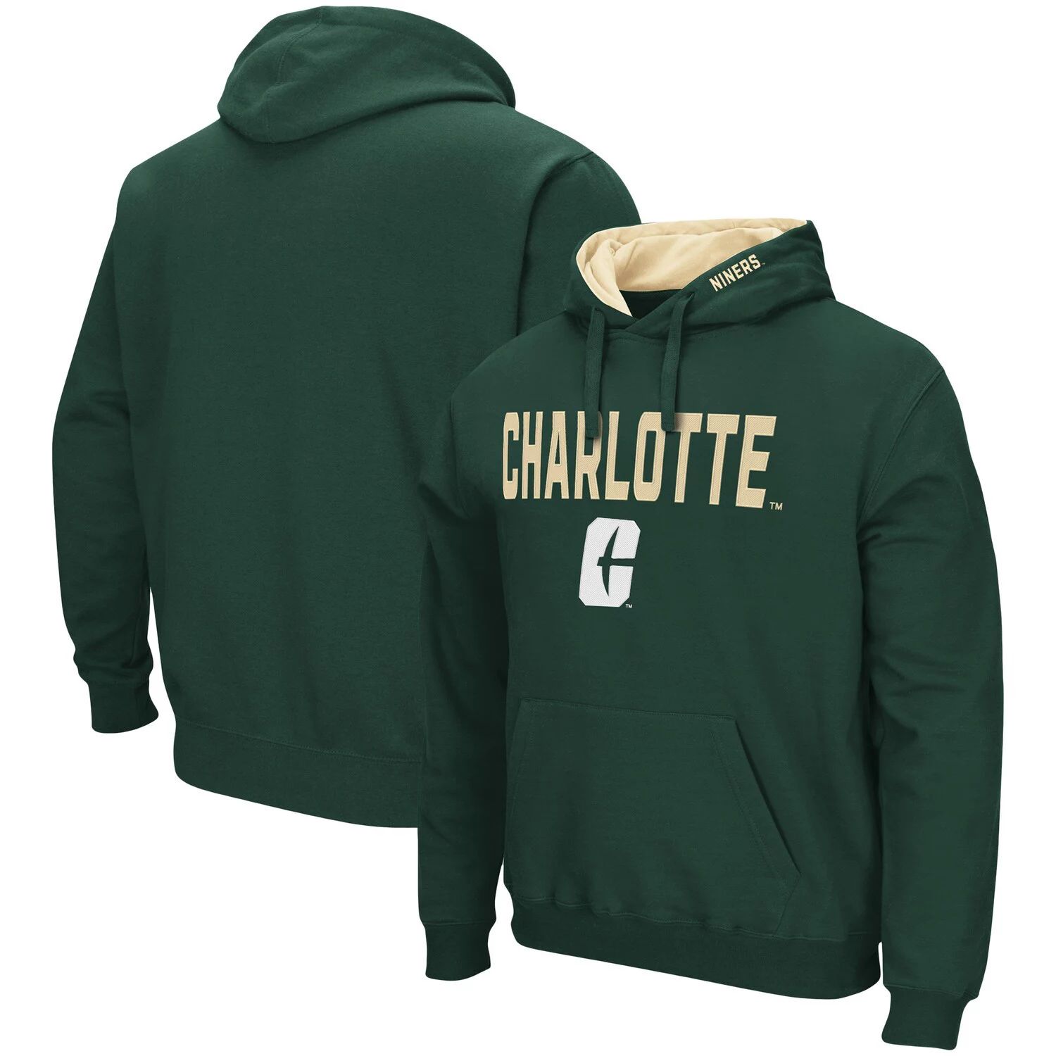 цена Мужской зеленый пуловер с капюшоном Charlotte 49ers Arch и логотипом Colosseum