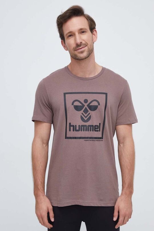 

Хлопковая футболка Hummel, коричневый