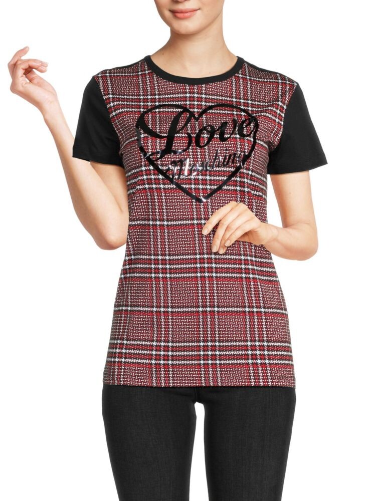 

Футболка в клетку с логотипом Love Moschino, цвет Black Multi