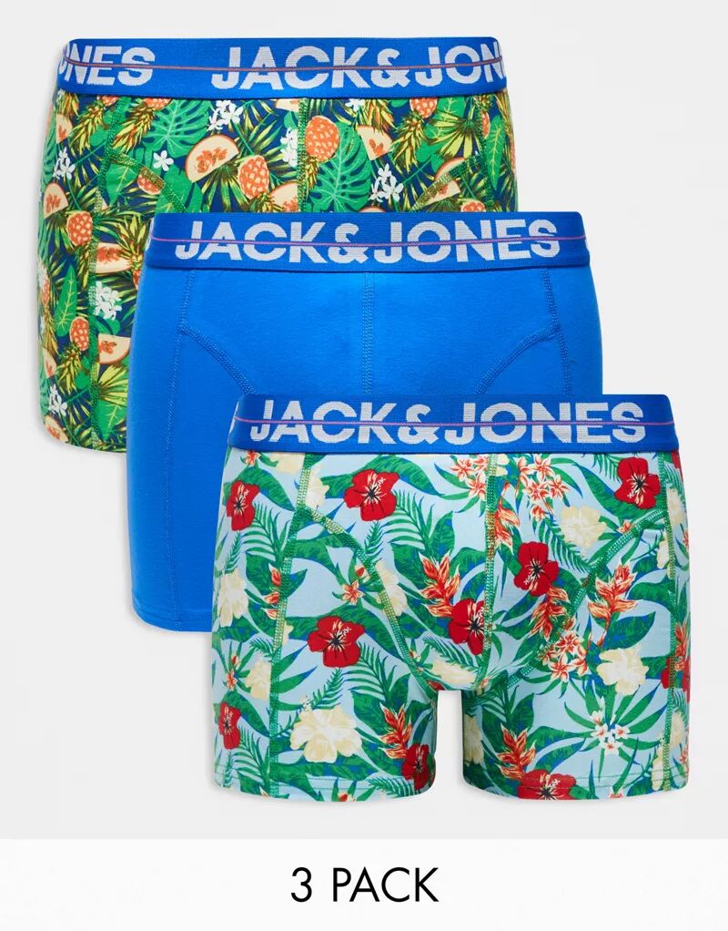 Комплект из трех синих трусов с ананасами Jack & Jones