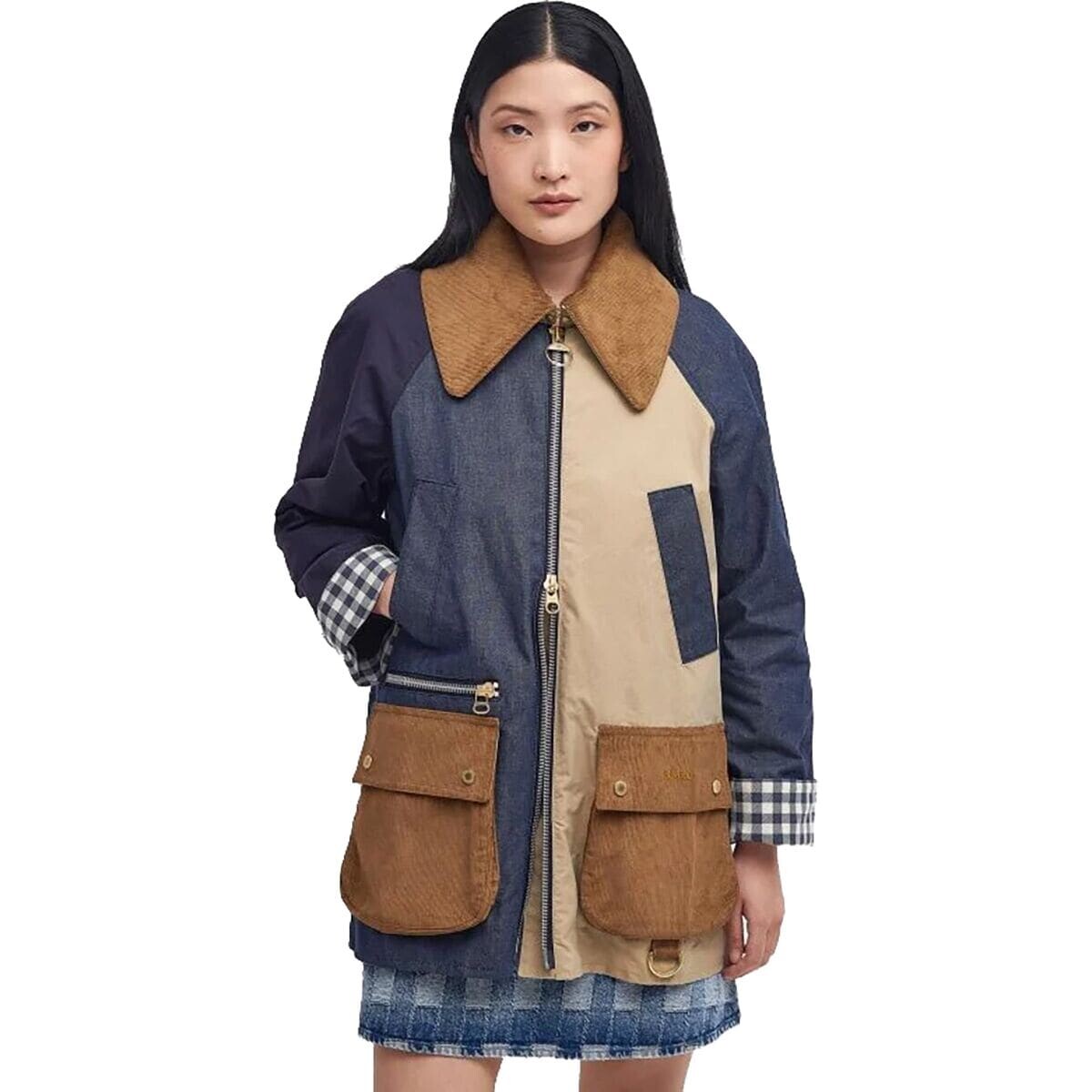 

Непромокаемая куртка с нашивкой gunnerside Barbour, цвет beige/indigo/dk indigo
