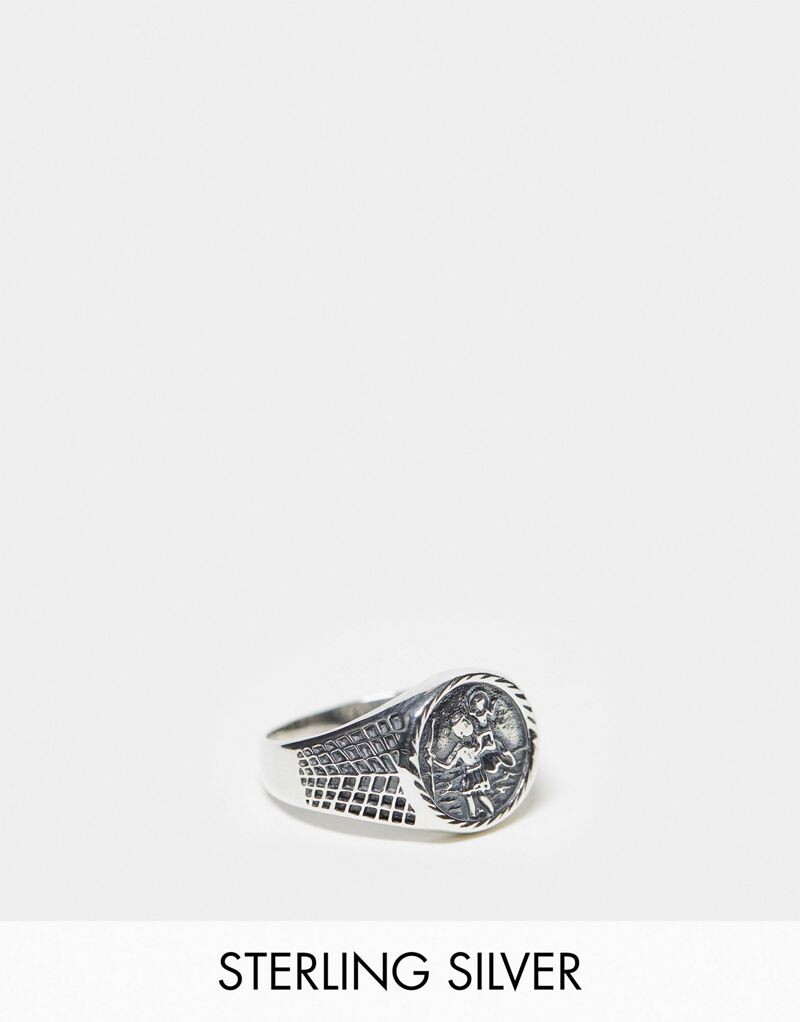 

Серебряное кольцо-печатка ASOS с изображением Святого Кристофера