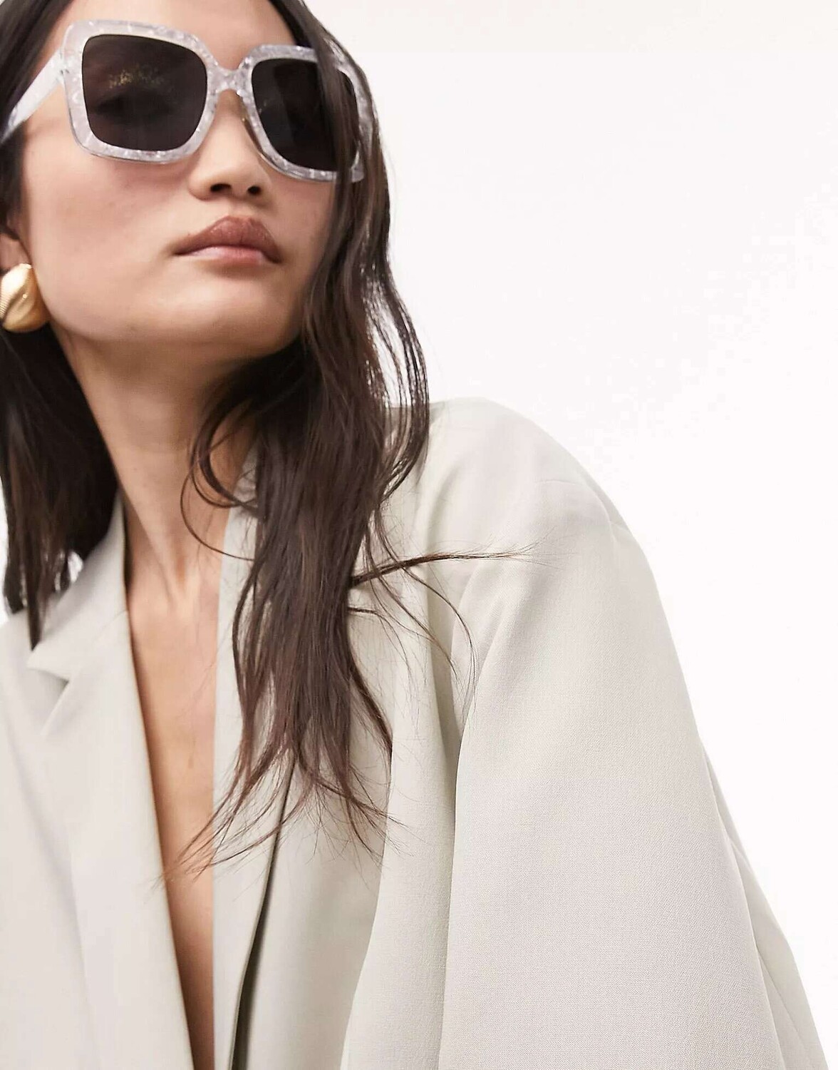 

Белые солнцезащитные очки-клеш Topshop