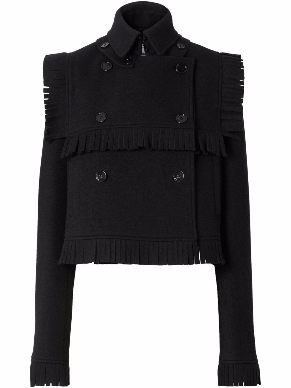 

Burberry жакет с воротником и бахромой, черный