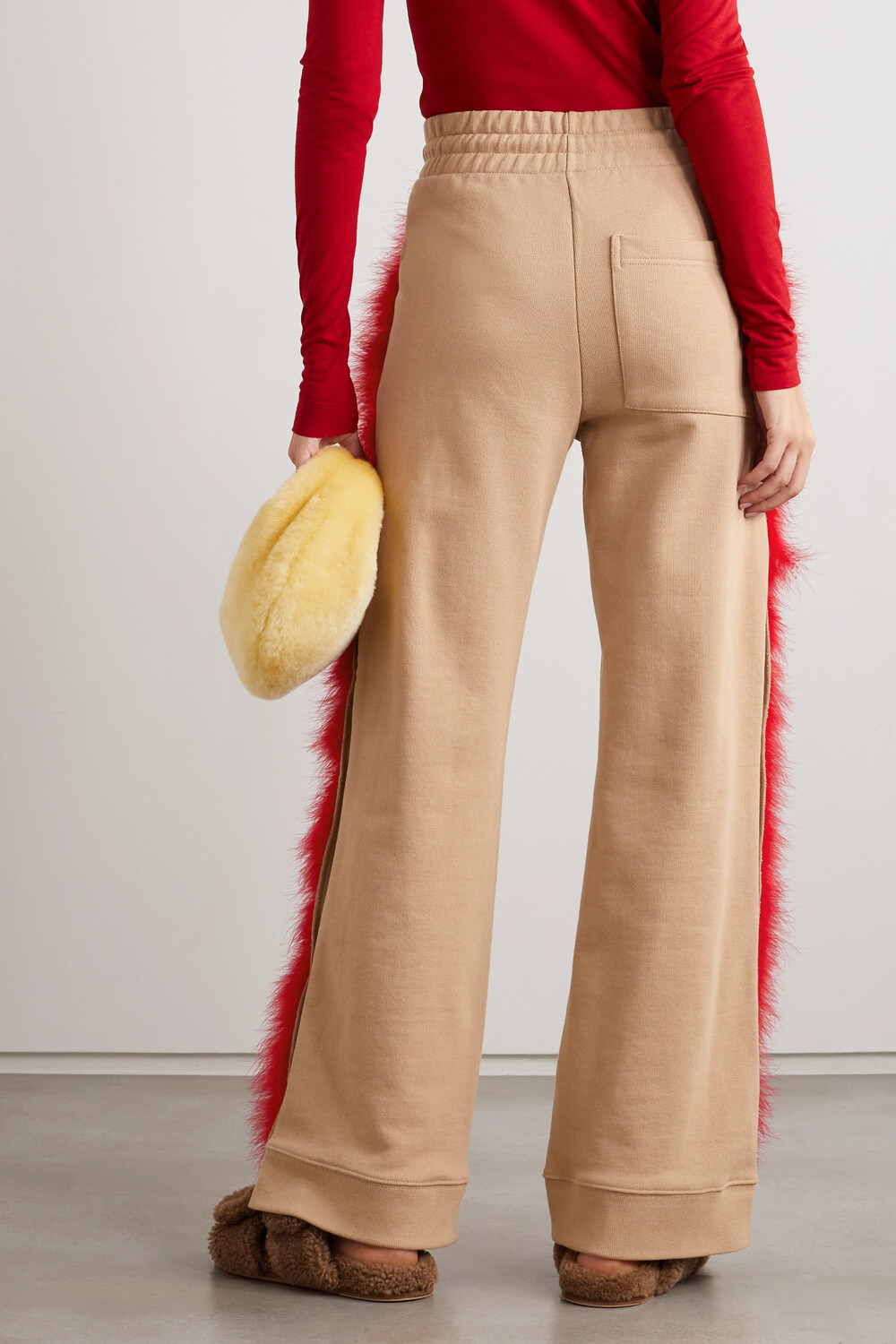 

DRIES VAN NOTEN Спортивные брюки из хлопковой махры с отделкой перьями, бежевый