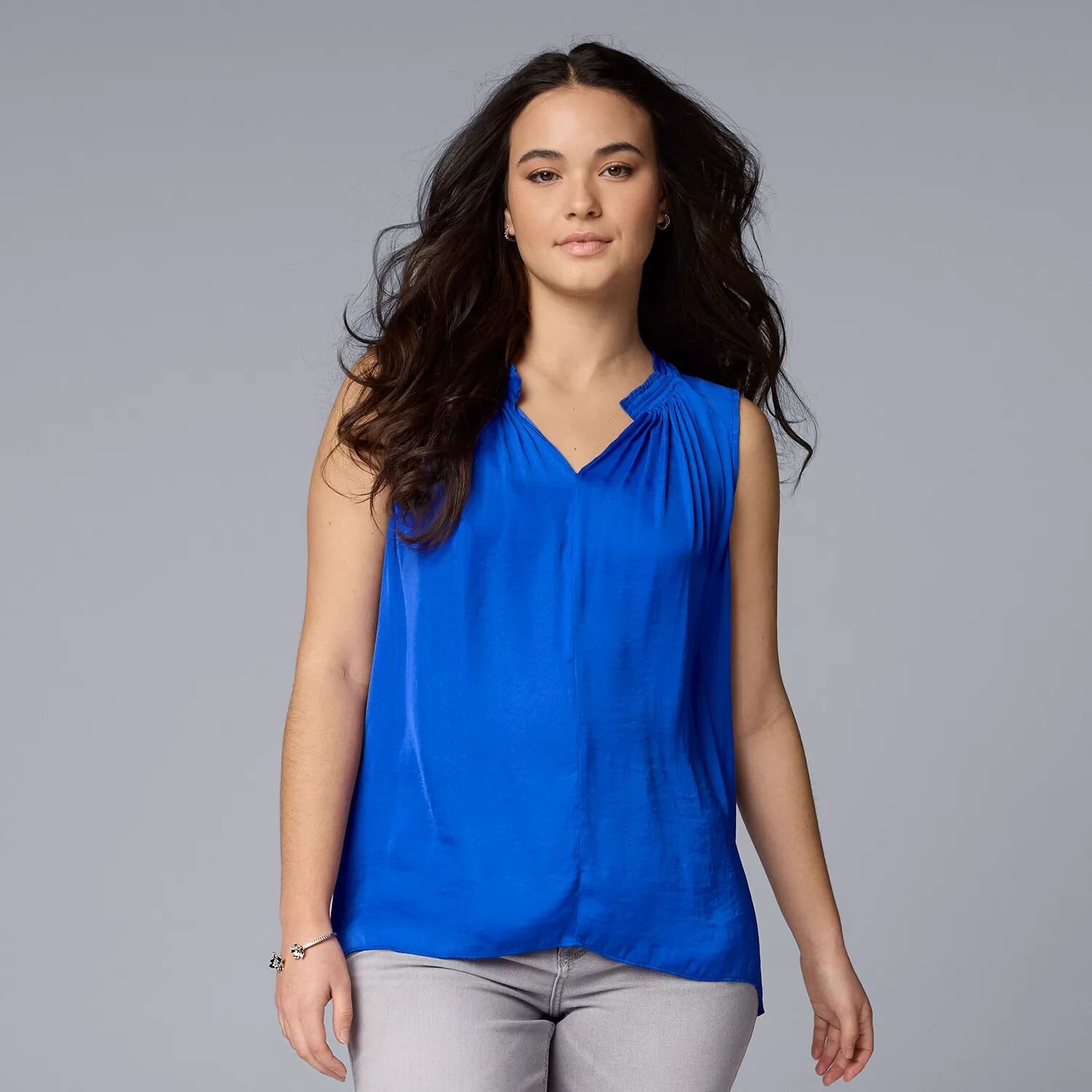 

Petite Simply Vera Плиссированный топ без рукавов Vera Wang Simply Vera Vera Wang