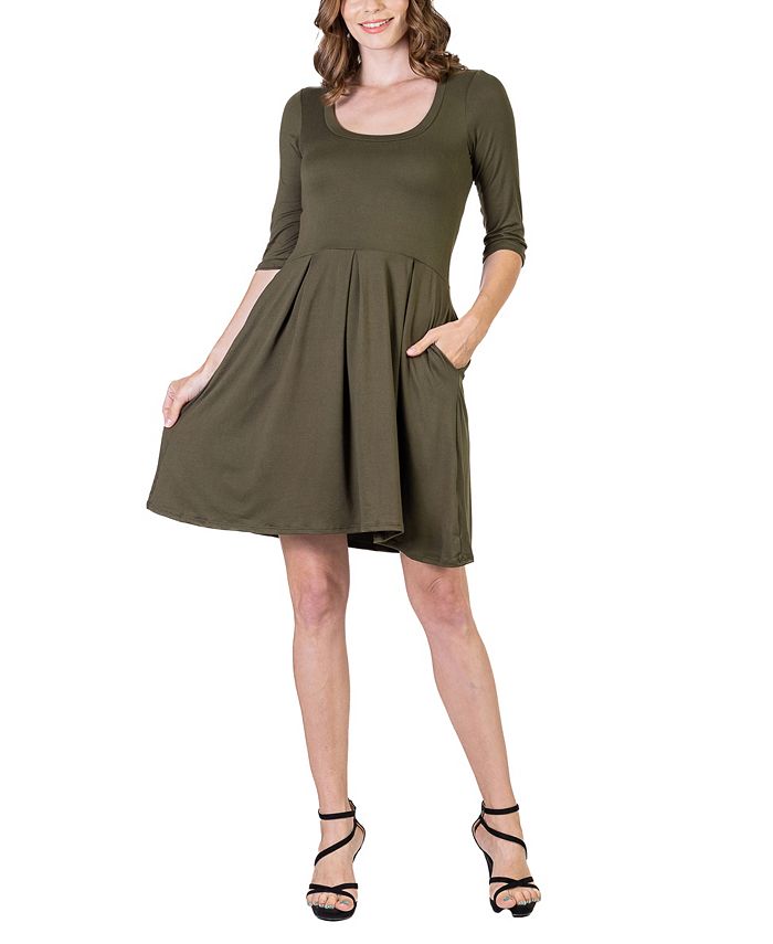 Женское мини-платье с рукавом три четверти 24seven Comfort Apparel, зеленый